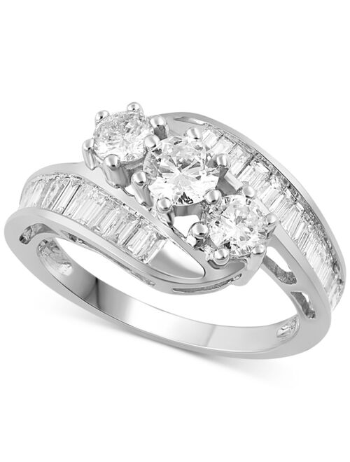 MACY'S Diamond Bypass Ring in 14k White, Yellow or Rose Gold (1-1/2 ct. t.w.)