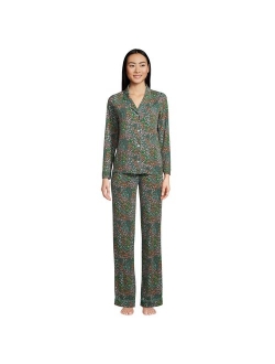 Petite Lands' End Comfort Knit Long Sleeve Pajama Top and Pajama Pants Sleep Set