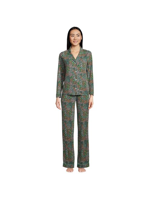 Petite Lands' End Comfort Knit Long Sleeve Pajama Top and Pajama Pants Sleep Set