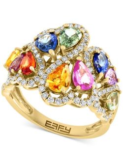 COLLECTION EFFY Multi-Sapphire (3-5/8 ct. t.w.) & Diamond (5/8 ct. t.w.) Cluster Statement ring in 14k Gold