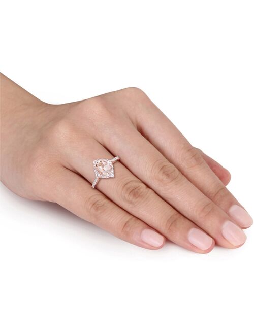 MACY'S Morganite (1-1/7 ct. t.w.), White Sapphire (1/5 ct. t.w.) & Diamond (1/4 ct. t.w.) Ring in 14k Rose Gold