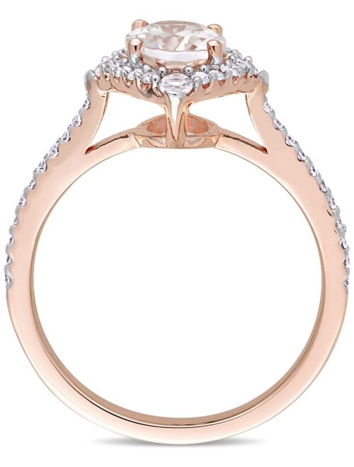 MACY'S Morganite (1-1/7 ct. t.w.), White Sapphire (1/5 ct. t.w.) & Diamond (1/4 ct. t.w.) Ring in 14k Rose Gold