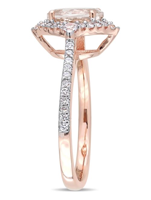 MACY'S Morganite (1-1/7 ct. t.w.), White Sapphire (1/5 ct. t.w.) & Diamond (1/4 ct. t.w.) Ring in 14k Rose Gold