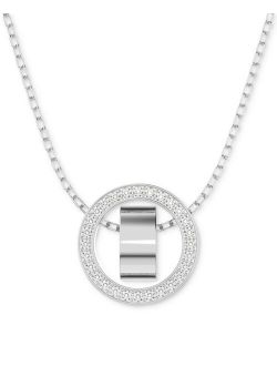 Swarovaki Rhodium-Plated Crystal Circle Long 29-1/2" Adjustable Pendant Necklace