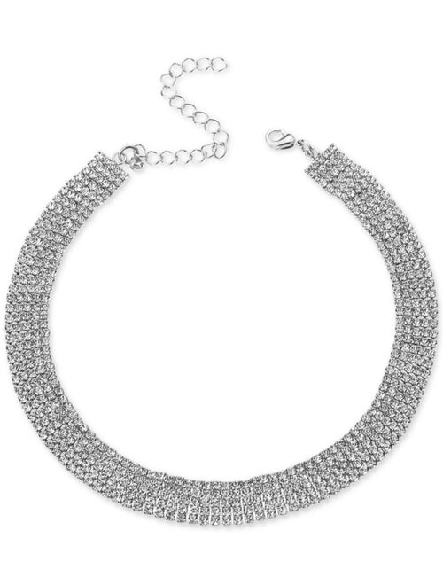 INC International Concepts Silver-Tone Rhinestone Wide Choker Necklace, 13" + 3" extender, Created for Macy's