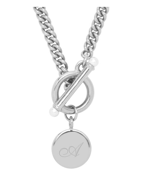 brook & york Stella Imitation Pearl Initial Toggle Necklace