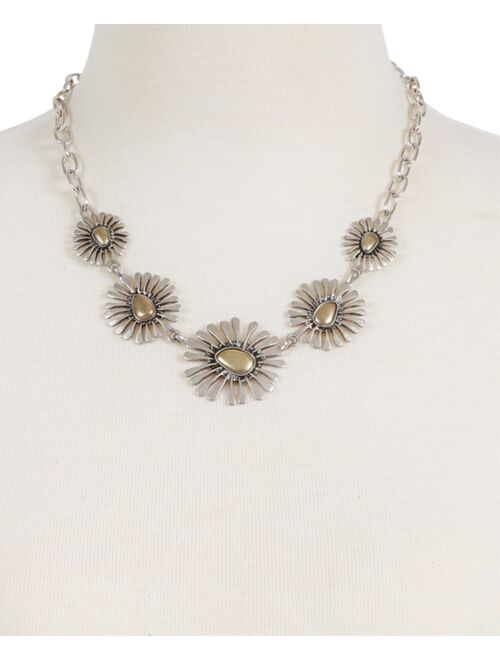 Lucky Brand 15" Two-Tone Floral Collar Necklace