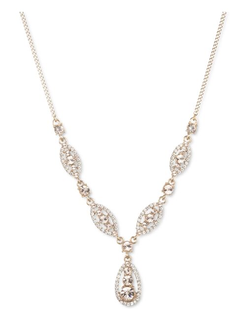 Givenchy Crystal Trio Lariat Necklace, 16" + 3" extender