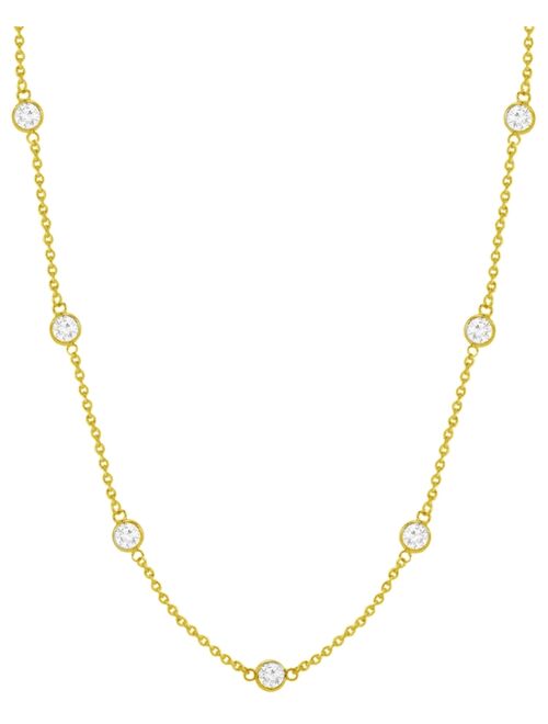 And Now This Cubic Zirconia Station 24" Statement Necklace in Silver or Gold Plate