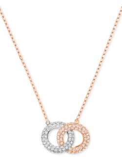 Two-Tone Crystal Linked Circle 17-3/4" Pendant Necklace