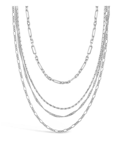 Sterling Forever Women's Multi Chain Layered Necklace