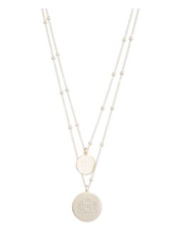 Lauren Ralph Lauren Gold-Tone Engraved Logo Two-Row Pendant Necklace, 16"   3" extender