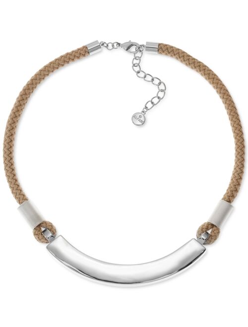 Alfani Silver-Tone Curved Bar & Braided Rope Statement Necklace, 17"+ 2" extender, Created for Macy's