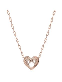 Two-Tone Rose Gold Flash-Plated Minnie Mouse Heart Pendant Necklace