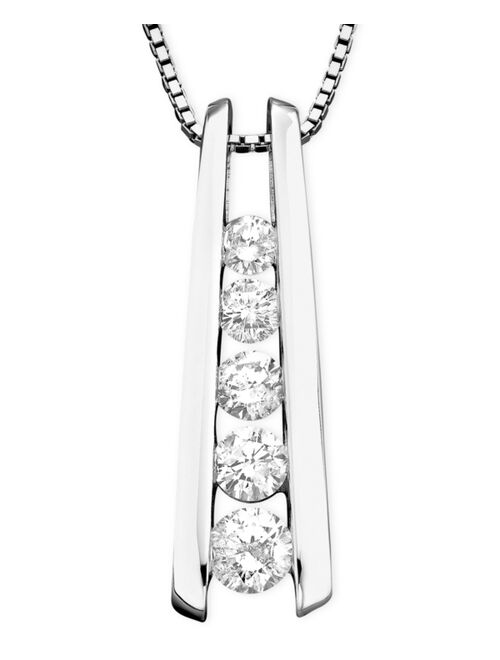 MACY'S Five-Stone Diamond Journey Pendant Necklace in 14k Yellow, White or Rose Gold (1 ct. t.w.)