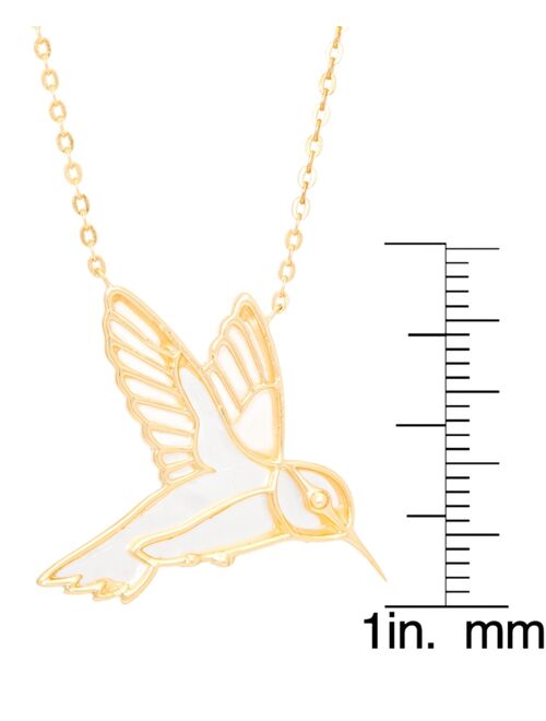 Macy's Mother of Pearl Hummingbird Pendant 18" Necklace in Gold Plate