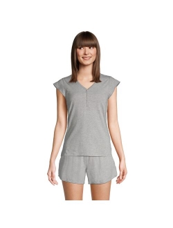 Comfort Knit Henley Pajama Top With Built-In Shelf Bra