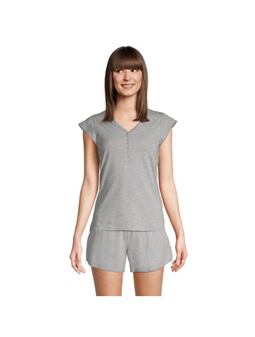 Women's Lands' End Comfort Knit Henley Pajama Top With Built-In Shelf Bra