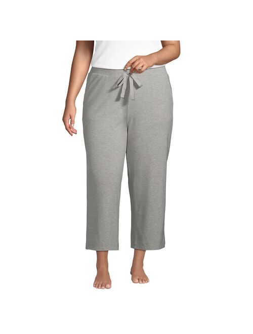 Plus Size Lands' End Women's Mid Rise Wide Leg Cropped Pajama Pants