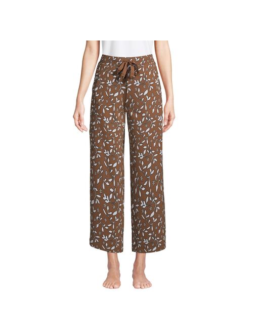 Women's Lands' End Mid Rise Wide Leg Crop Pajama Pants