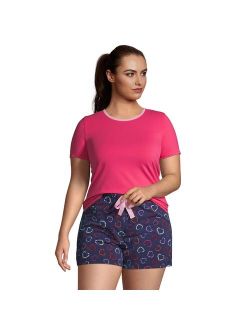 Plus Size Lands' End Knit Pajama Top and Pajama Shorts Set