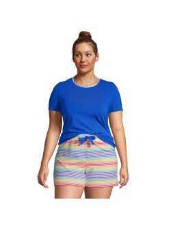 Plus Size Lands' End Knit Pajama Top and Pajama Shorts Set