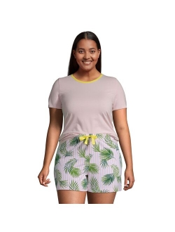 Plus Size Lands' End Knit Pajama Top and Pajama Shorts Set