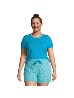 Plus Size Lands' End Knit Pajama Top and Pajama Shorts Set