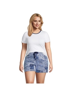 Plus Size Lands' End Knit Pajama Top and Pajama Shorts Set