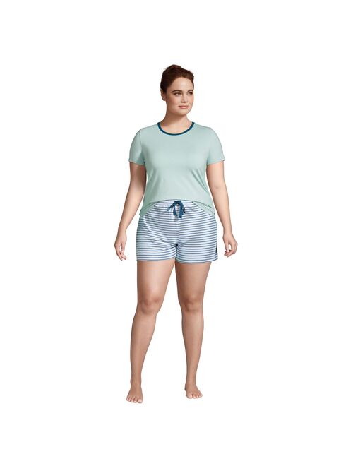 Plus Size Lands' End Knit Pajama Top and Pajama Shorts Set