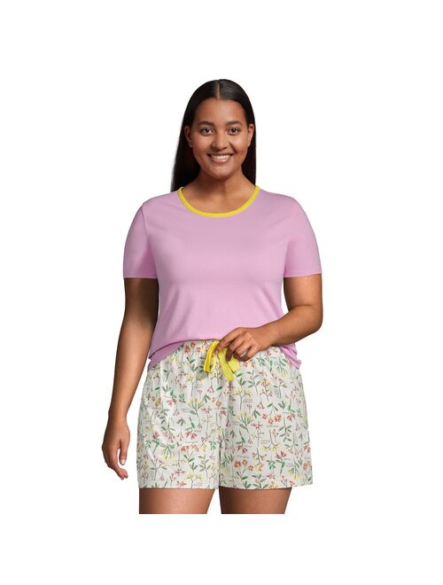 Plus Size Lands' End Knit Pajama Top and Pajama Shorts Set