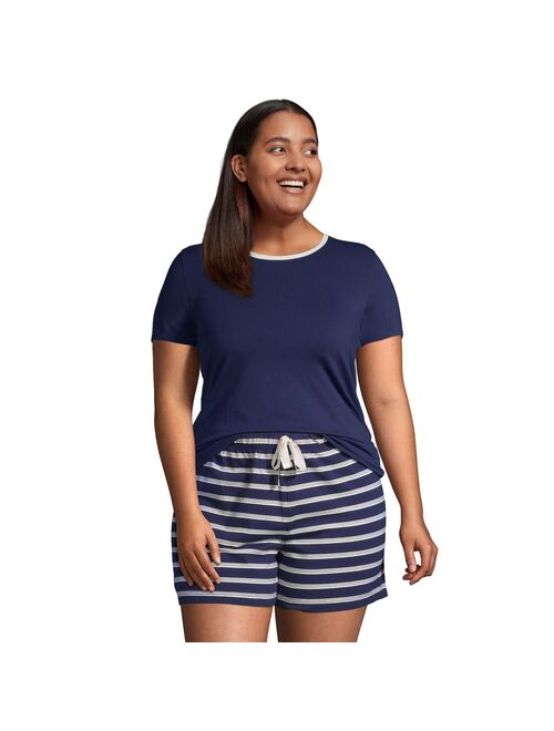 Plus Size Lands' End Knit Pajama Top and Pajama Shorts Set