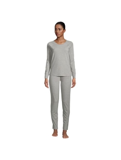 Women's Tall Lands' End Long Sleeve Pajama Top and Slim Leg Pajama Pants Sleep Set