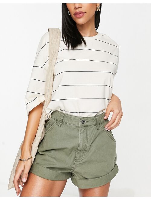 ASOS DESIGN slouchy mom short in washed khaki