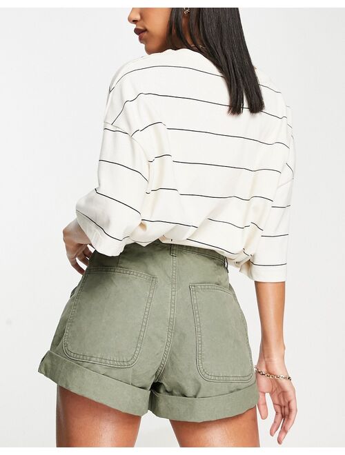 ASOS DESIGN slouchy mom short in washed khaki