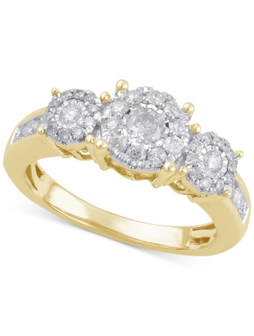 MACY'S Diamond Three Stone Engagement Ring (3/4 ct. t.w.) in 14k Gold