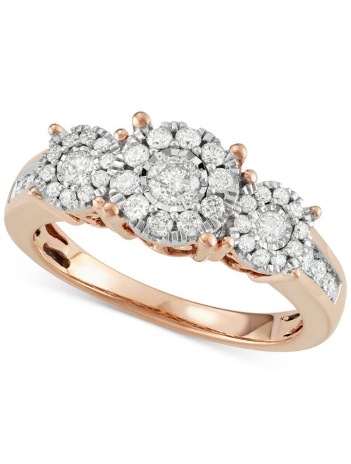 MACY'S Diamond Three Stone Engagement Ring (3/4 ct. t.w.) in 14k Gold