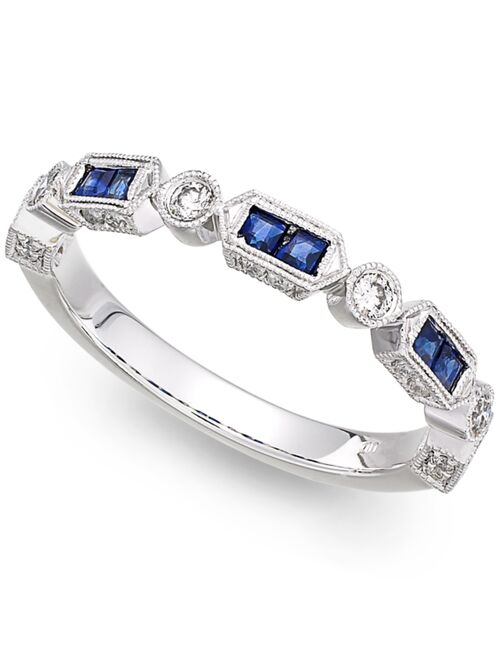 MACY'S 14k White Gold Sapphire (1/3 ct. t.w.) and Diamond (1/5 ct. t.w.) Alternating Ring