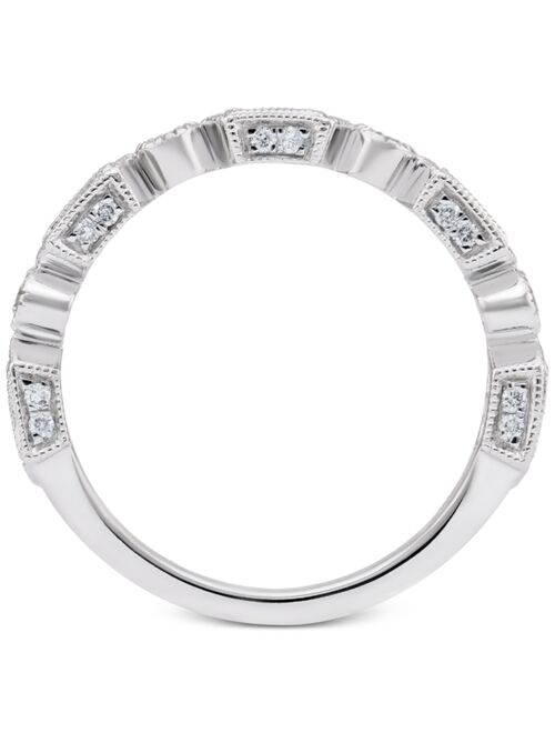 MACY'S 14k White Gold Sapphire (1/3 ct. t.w.) and Diamond (1/5 ct. t.w.) Alternating Ring