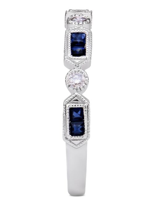 MACY'S 14k White Gold Sapphire (1/3 ct. t.w.) and Diamond (1/5 ct. t.w.) Alternating Ring