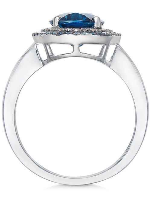 MACY'S London Blue Topaz (2-3/4 ct. t.w.), Blue and White Diamond (1/3 ct. t.w.) Oval Ring in 14k White Gold