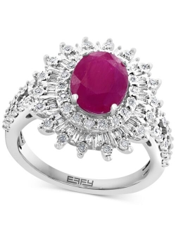 COLLECTION EFFY Sapphire (1-7/8 ct. t.w.) & Diamond (1/4 ct. t.w.) Halo Statement Ring in 14k White Gold (Also in Ruby)