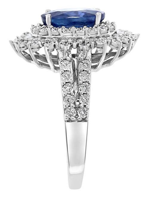 EFFY COLLECTION EFFY® Sapphire (1-7/8 ct. t.w.) & Diamond (1/4 ct. t.w.) Halo Statement Ring in 14k White Gold (Also in Ruby)