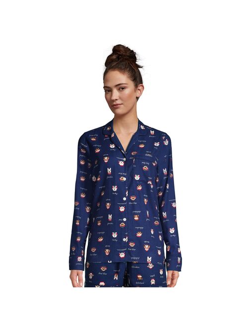 Petite Lands' End Long Sleeve Flannel Pajama Top