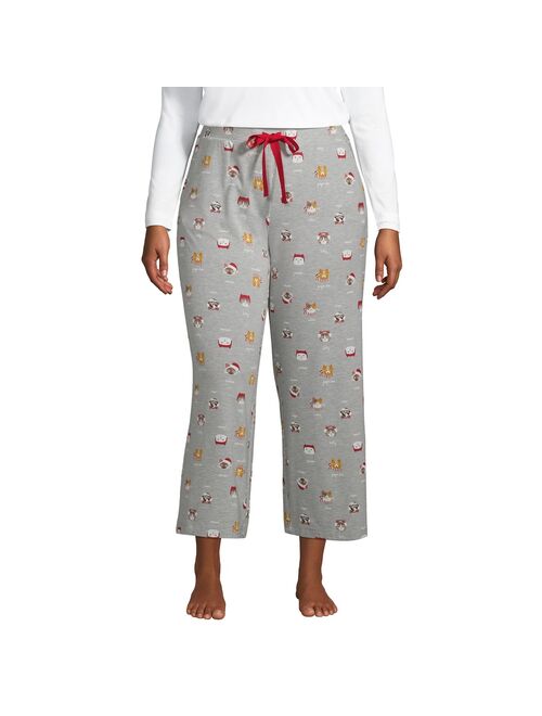 Plus Size Lands' End Wide Leg Cropped Pajama Pants