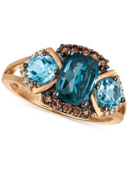 LE VIAN Chocolatier Blue Topaz (2-5/8 ct. t.w.) and Diamond (1/5 ct. t.w.) Ring in 14k Rose Gold, Created for Macy's