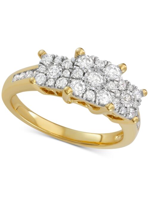 MACY'S Diamond Princess Triple Halo Engagement Ring (3/4 ct. t.w.) in 14k White, Yellow or Rose Gold