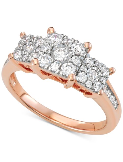 MACY'S Diamond Princess Triple Halo Engagement Ring (3/4 ct. t.w.) in 14k White, Yellow or Rose Gold