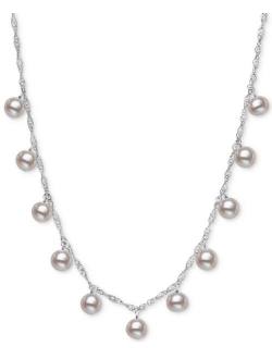 MACY'S White Cultured Freshwater Pearl (8mm) Dangle 18" Statement Necklace (Also in Pink & Dyed Gray Cultured Freshwater Pearl)