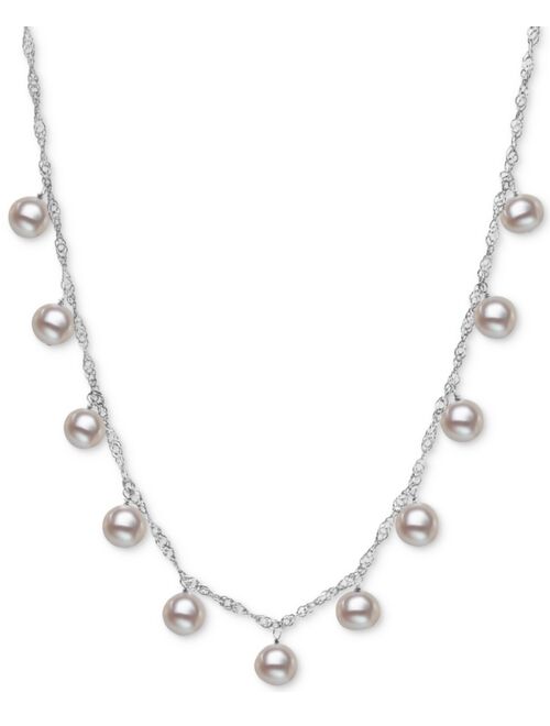 MACY'S White Cultured Freshwater Pearl (8mm) Dangle 18" Statement Necklace (Also in Pink & Dyed Gray Cultured Freshwater Pearl)